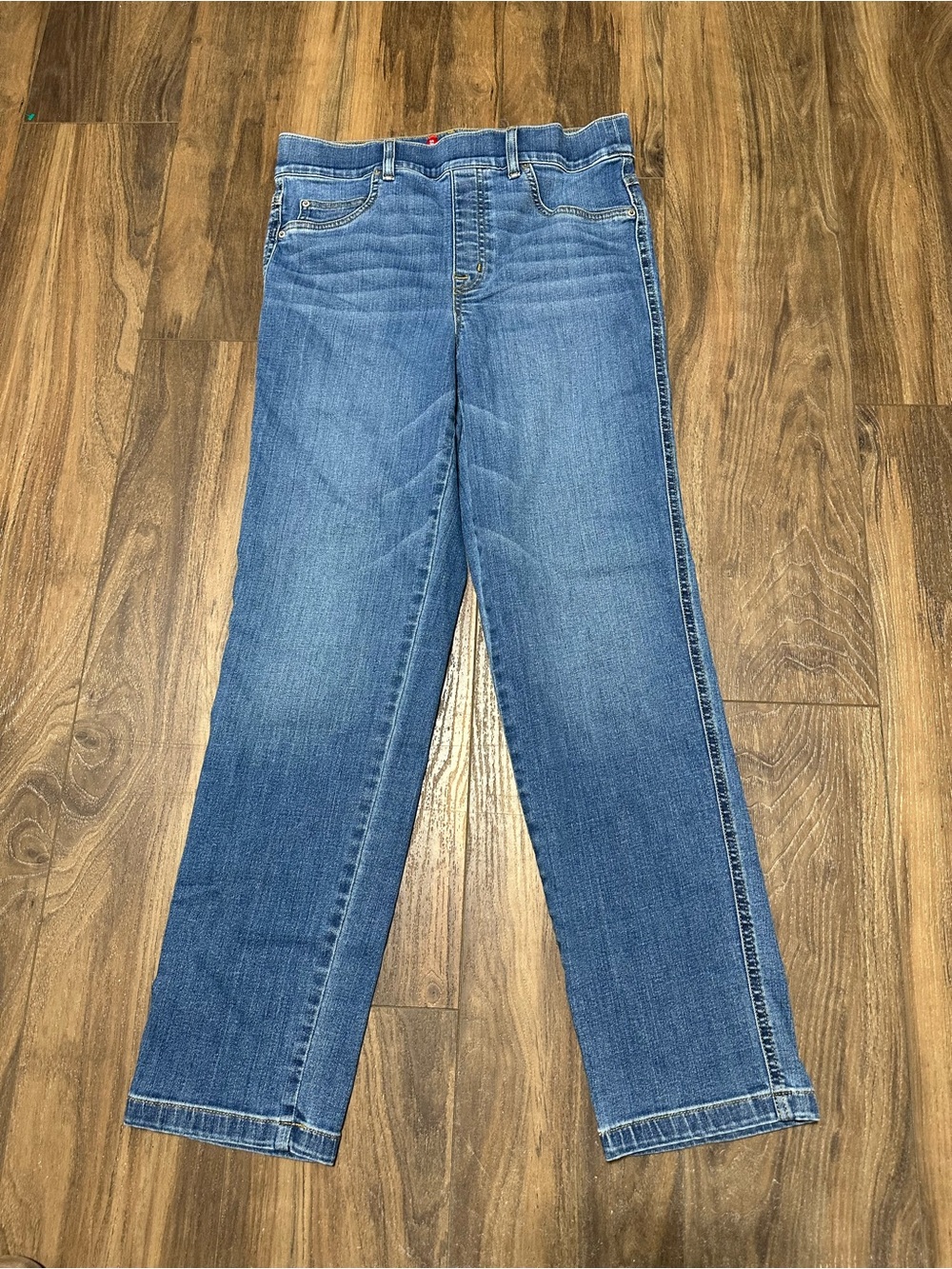 Spanx Straight Leg Jeans Vintage Indigo L Pull On Denim Shaping 20356R Large